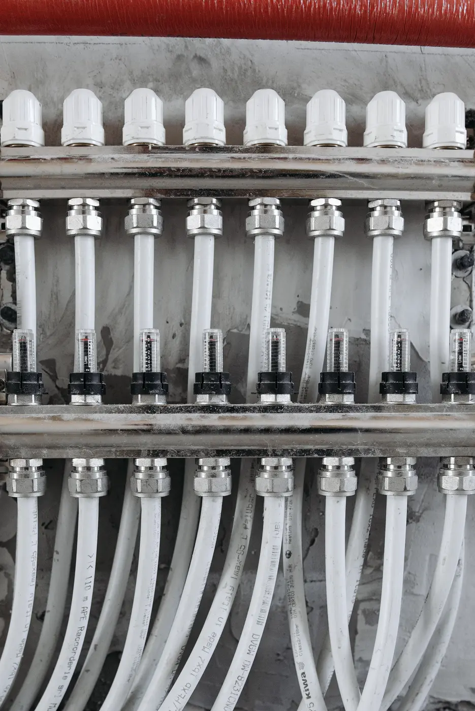 Detail of pipes, gauges, and valves